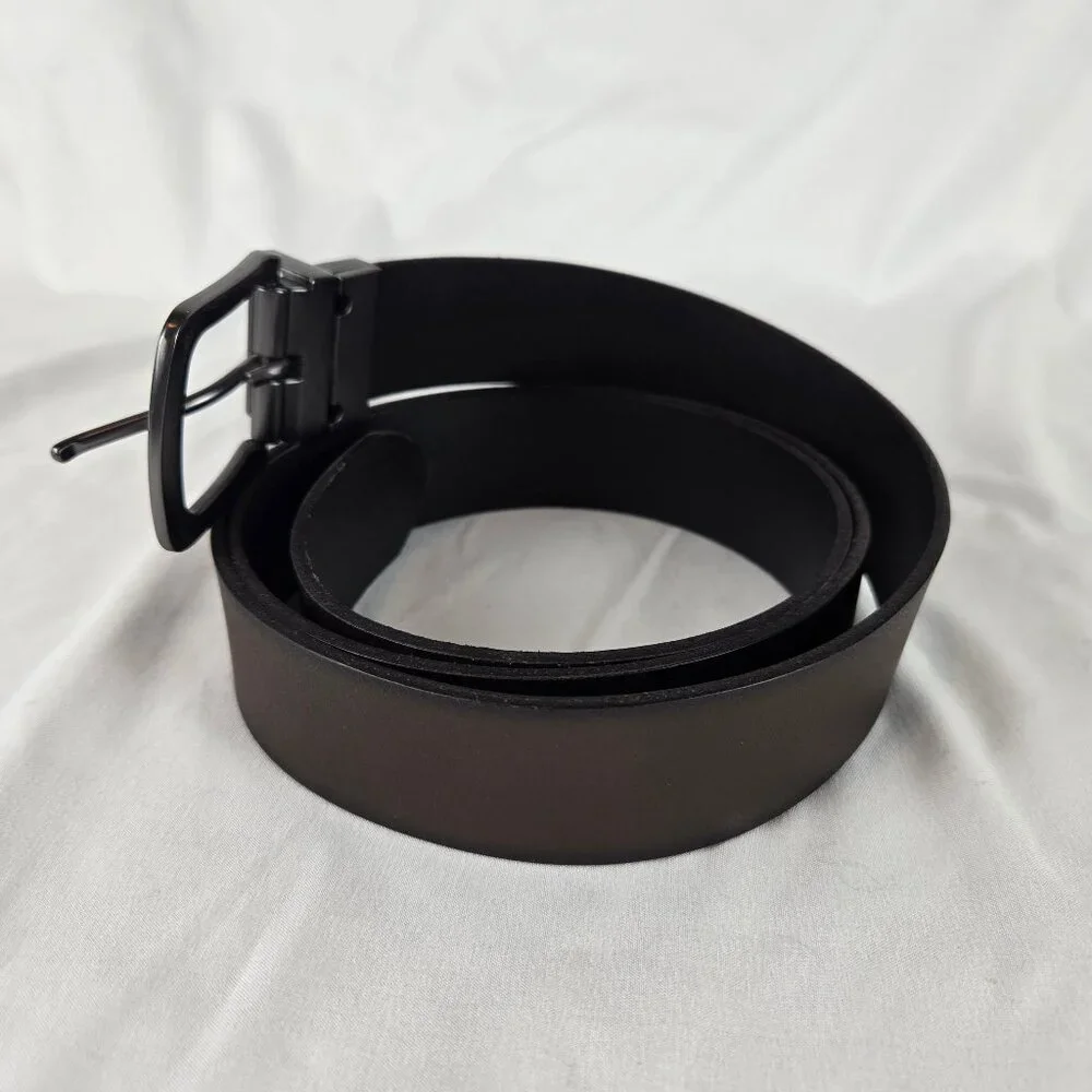 Timberland Size 46 Reversible Brown/Black Leather Belt Gunmetal Toned Hardware